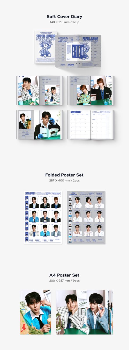 SJofficial's tweet image. 2025 SM ARTIST SEASON’S GREETINGS #SUPERJUNIOR

[구성 안내]

1. PACKAGE
2. DESK CALENDAR
3. SOFT COVER DIARY
4. FOLDED POSTER SET
5. A4 POSTER SET
6. MINI BROCHURE
7. POSTCARD SET
8. STICKER (GRAPHIC ARTWORK)
9. PHOTO CARD SET
10. SELFIE PHOTO CARD SET
11. MINI BRUNCH RECIPE BOOK…