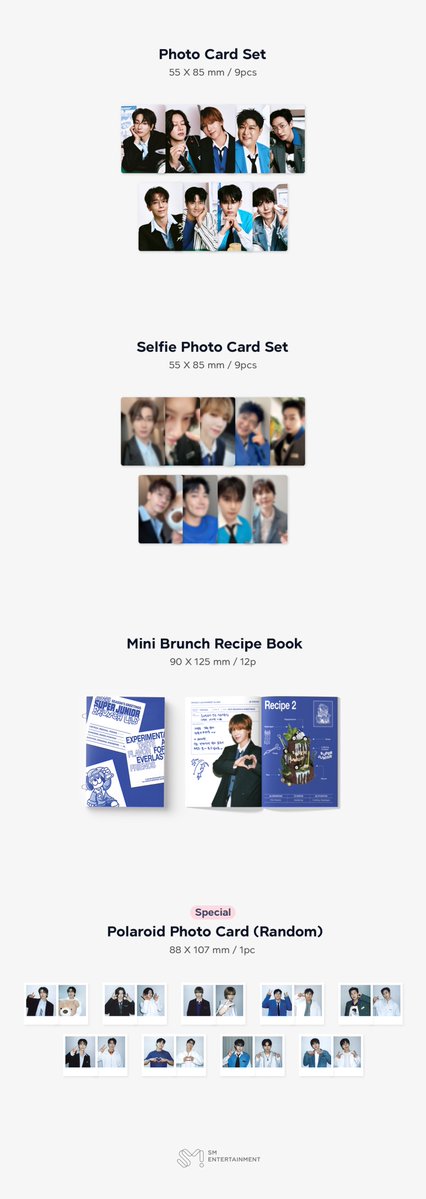 SJofficial's tweet image. 2025 SM ARTIST SEASON’S GREETINGS #SUPERJUNIOR

[구성 안내]

1. PACKAGE
2. DESK CALENDAR
3. SOFT COVER DIARY
4. FOLDED POSTER SET
5. A4 POSTER SET
6. MINI BROCHURE
7. POSTCARD SET
8. STICKER (GRAPHIC ARTWORK)
9. PHOTO CARD SET
10. SELFIE PHOTO CARD SET
11. MINI BRUNCH RECIPE BOOK…