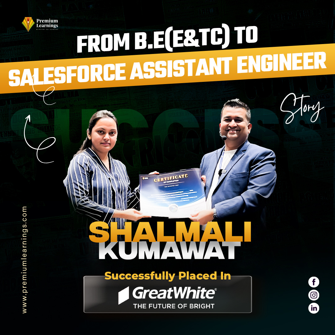 LearningPremium's tweet image. Shalmali Kumawat’s journey from BE to Salesforce Assistance Engineer @GreatWhite is a testament to hard work and dedication. Congratulations on this achievement!

If you want to build a career like hers, click on the link below to know more:
🔗 tinyurl.com/SFeyeopener-sm