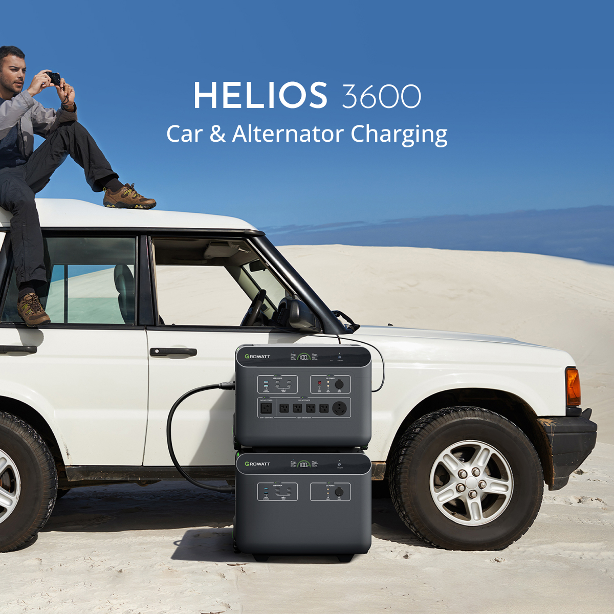 GrowattPortable's tweet photo. Charge from the road! 🚗HELIOS 3600 keeps you charged on all your adventures.

🔗Learn more:  https://t.co/F81PKPGjKp

#Growatt #HELIOS3600 #ontheroad #carchagring #poweroutage #outages #backup #battery #homebackup #charge https://t.co/yZunrnue2k