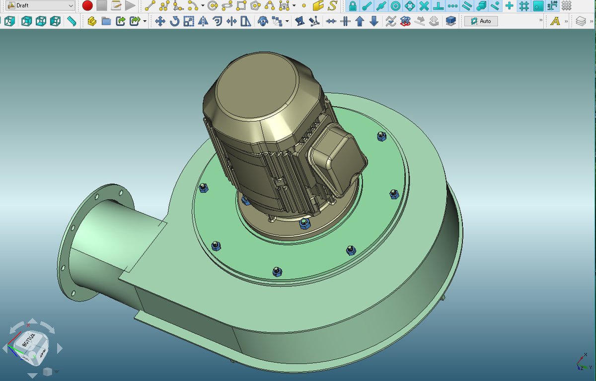 sy_paladin's tweet photo. #FreeCAD #TechDraw
3Dデータを2D表記する練習。🐌
モーター,インペラー&ファンケーシングの構成図です。
3Dから2Dへの変換、投影処理だけで約40分!!
PCは、粛々と仕事をしてくれました。👍
お疲れ様でした。😅 https://t.co/in5J9qVmrg