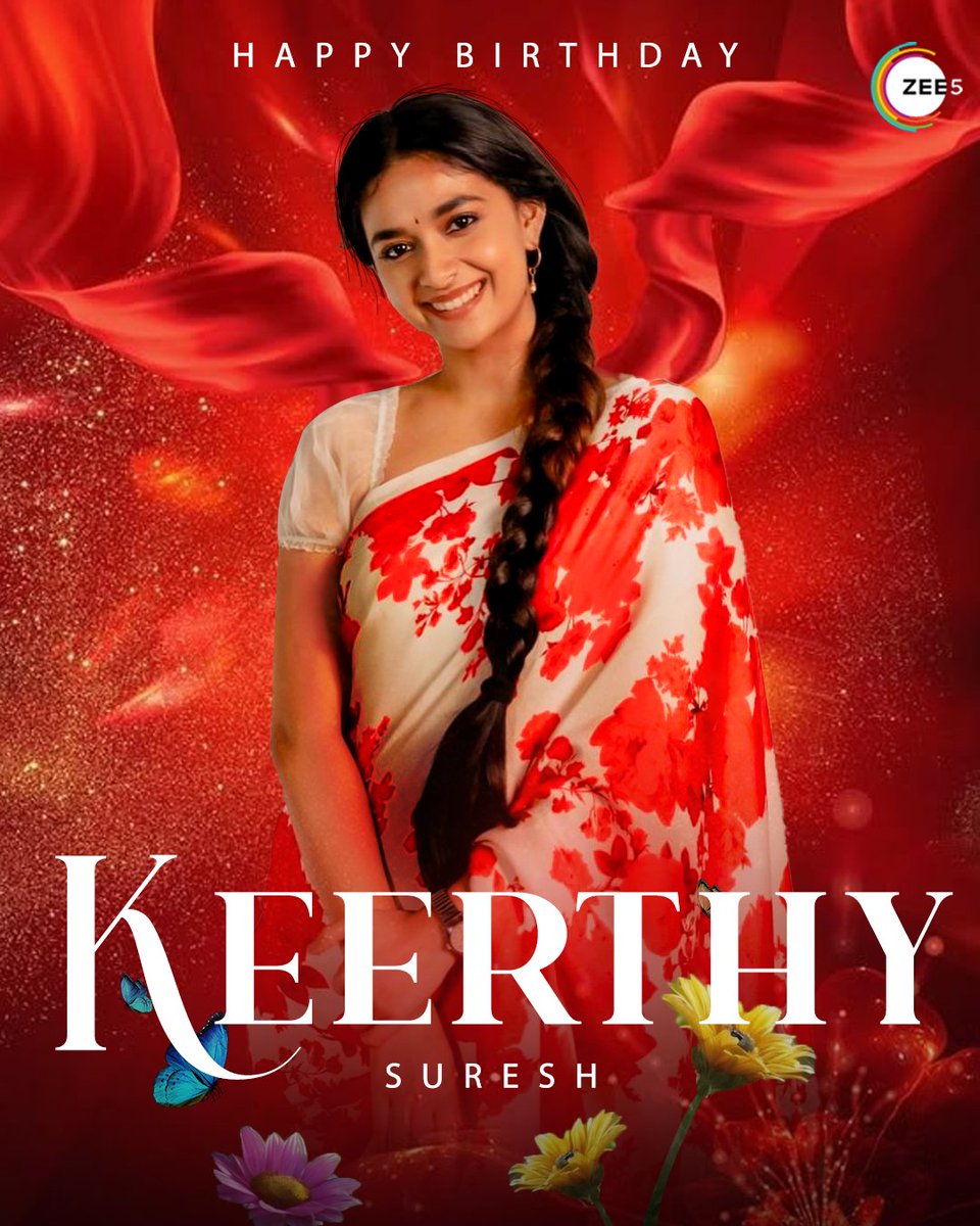 ZEE5Tamil's tweet photo. Wishing the #NationalAward winning actress @KeerthyOfficial a wonderful b'day! 🎉

#HBDKeerthySuresh #KeerthySuresh #HappyBirthdayKeerthySuresh #ZEE5 #ZEE5Tamil https://t.co/vGpJ6riU1D