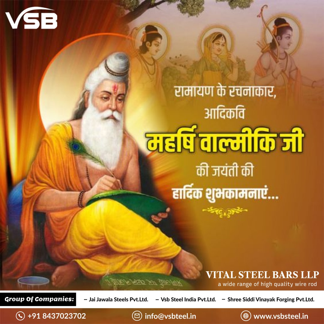 VSSteelbars's tweet photo. 🌟 Happy Valmiki Jayanti 🌟

Today, we celebrate the birth of Maharishi Valmiki, the revered sage and author of the epic Ramayana. His teachings continue to inspire generations with the values of righteousness, truth, and compassion. 

#ValmikiJayanti #MaharishiValmiki https://t.co/3qOSLff4NI