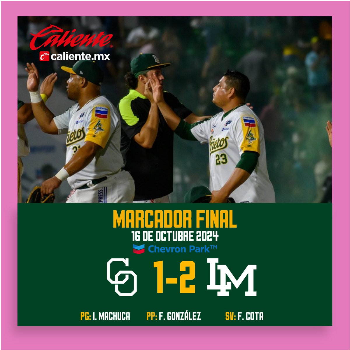 verdesxsiempre's tweet photo. ✔ Cayó el último out en Los Mochis... 📣¡GANARON LOS CAÑEROS! 💪 https://t.co/YtwtNKx8ue
