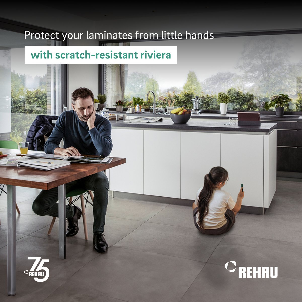 Protect your beautiful laminates from little hands and playful paws! Discover our scratch-resistant Riviera collection—designed to withstand the daily adventures of kids and pets. Keep your surfaces looking stunning, no matter the chaos!

#REHAUInnovation #ModernLiving