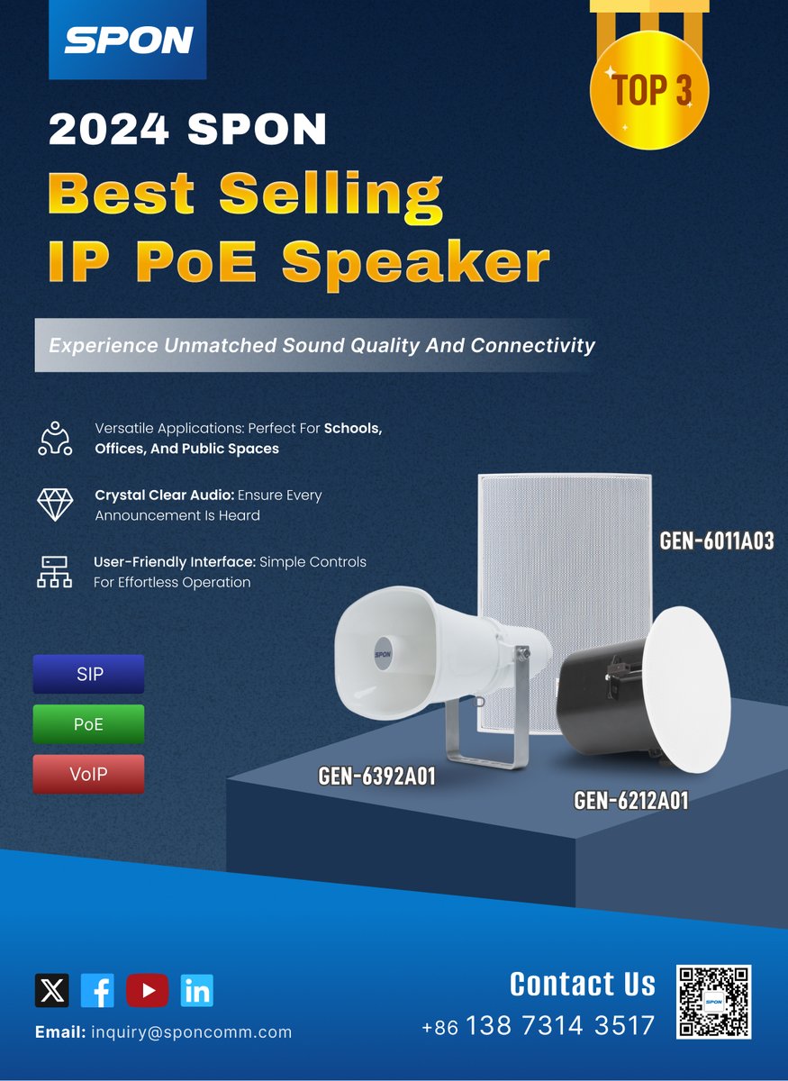 🌟 Introducing the Best-Selling IP PoE Speaker of 2024! 
Versatile Applications: Perfect for schools, offices, and public spaces 
Crystal Clear Audio: Ensure every announcement is heard loud and clear 
User-Friendly Interface: Simple controls for effortless operation