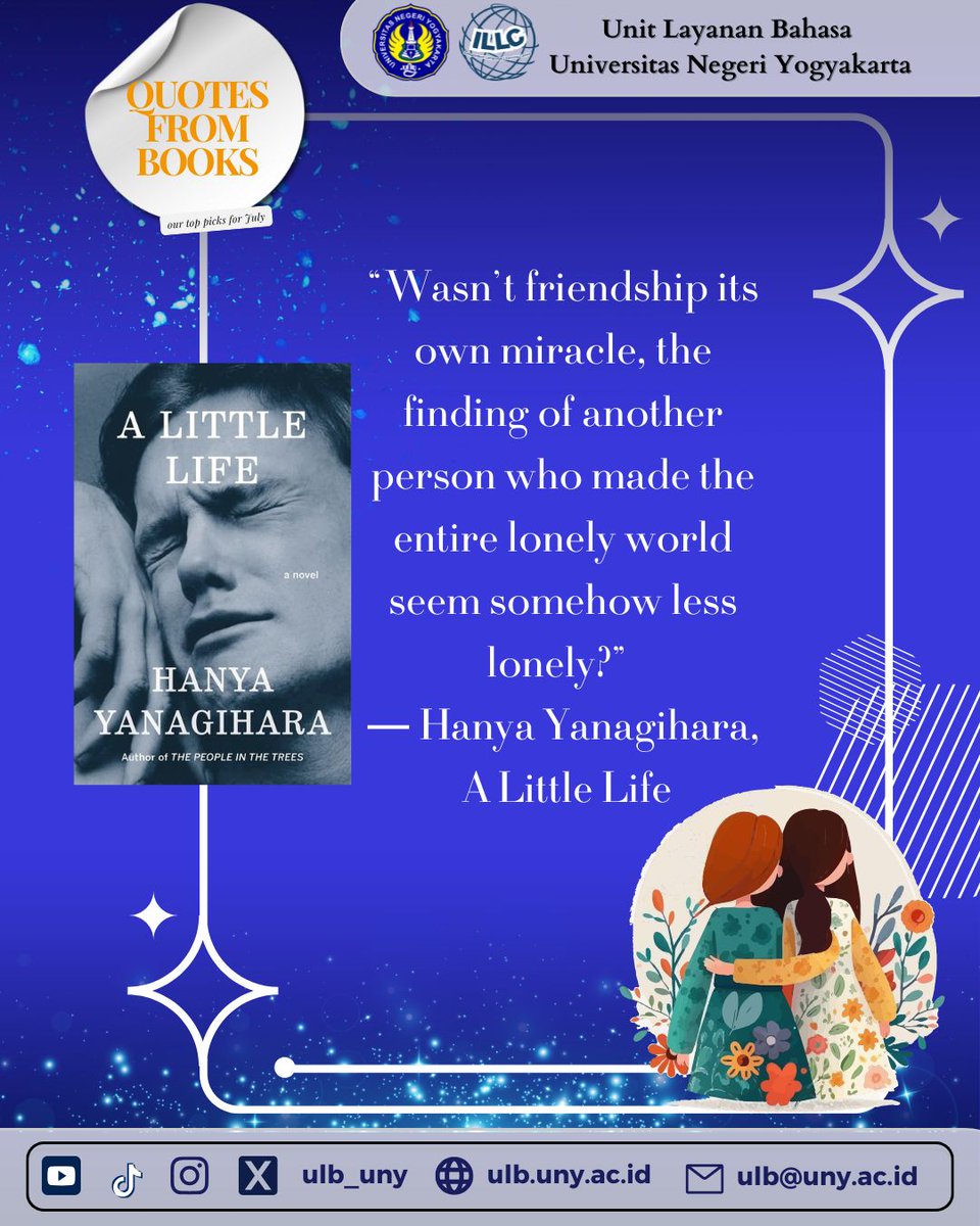 ulb_uny's tweet photo. Hi ULBuddies~๐๐ฌ๐ป๐
Our top pick for BOOktober is A Little Life by Hanya Yanagihara!
Curl up with A Little Life and a warm cup of chocolate.โพ
What's your favorite comfort read?
Share in the comments!
#BOOktober #ULB #UNY #proTEFL https://t.co/ch1DwC612z