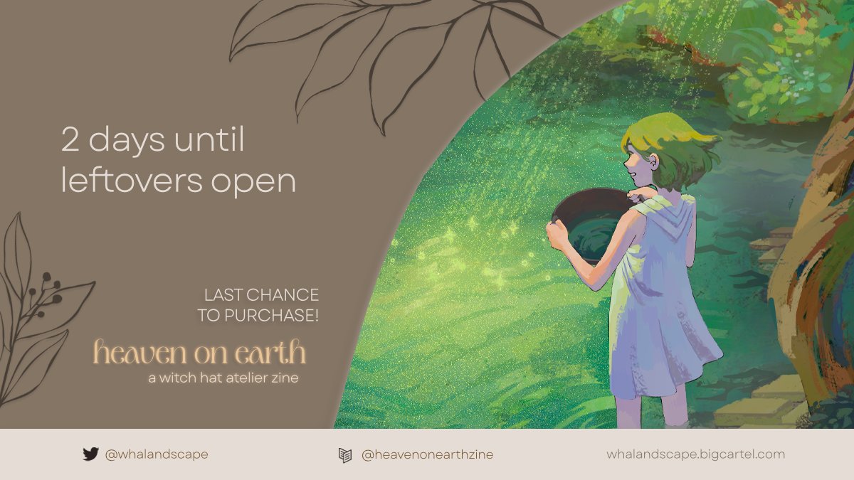 whalandscape's tweet photo. 🌿LEFTOVERS: 2 DAYS 🌿

Are your alarms set? Only two days left until leftovers open!

Leftovers are running from Oct 25-Nov 22. https://t.co/OFyZE89hCk