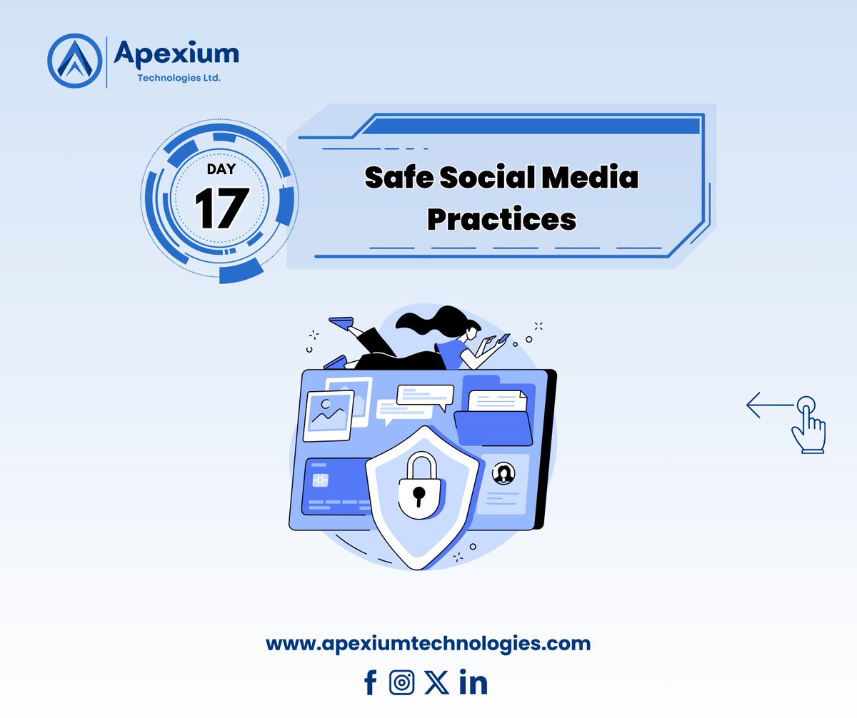 ApexiumTechLtd's tweet photo. Stay safe on social media by keeping personal details private! π΅οΈββοΈπ»
#SocialMediaSafety #ThinkBeforeYouPost #PrivacySettings #SecureProfiles #CyberAwareness https://t.co/pVHYUxHbJy