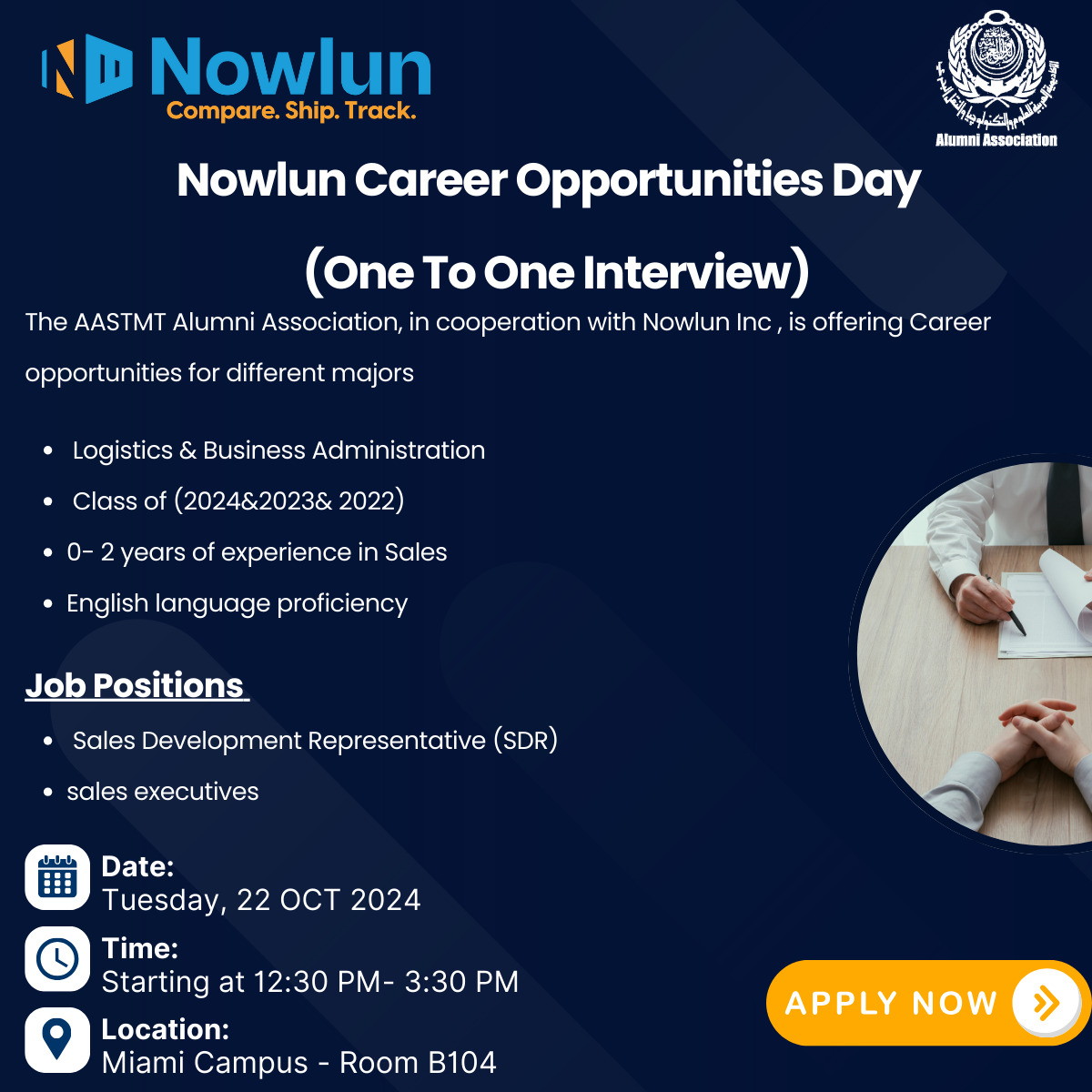 CitlAlexandria's tweet photo. Calling all AASTMT Logistics &amp; Business Administration Class of 2024, 2023, 2022 Graduates!
Are you ready to take the next step in your career? Join us for our exclusive Career Launch Event and land your dream job! 🚀🚀 https://t.co/ZNlPApoYOr