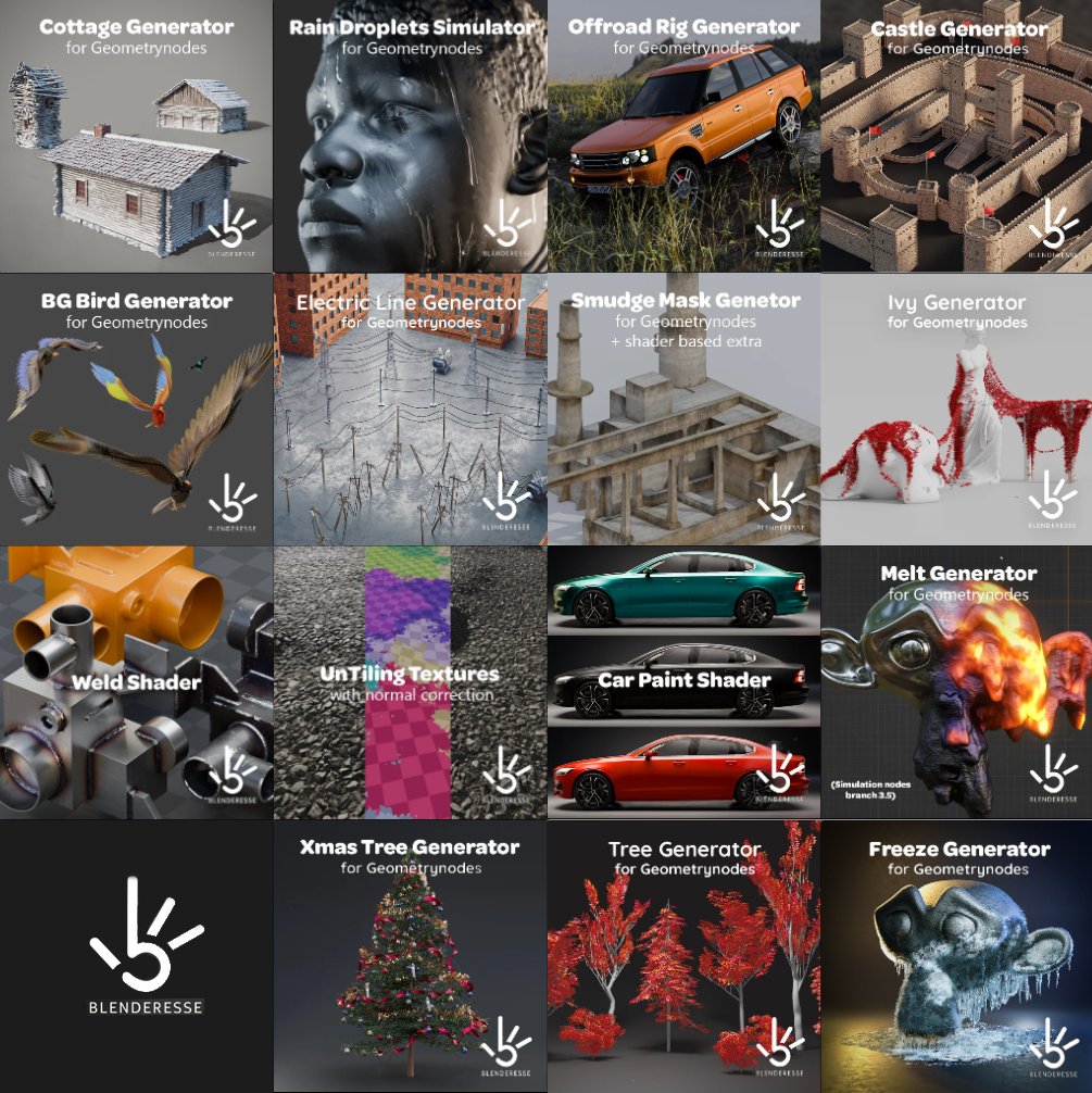 #geometrynodes #b3d all my products are now free! Go get them. Remember to check the correct blender version. (not sure if the melt thing works anymore)

blenderesse.gumroad.com
