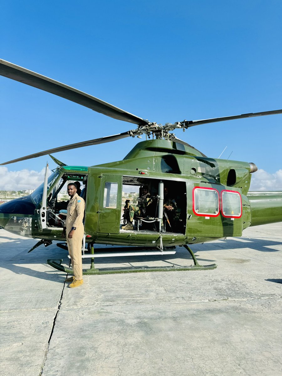 Amohamednur's tweet photo. The continuous false statement of the enemy that Somali National Armed Forces helicopters were sieved by Khawarij (Alshabab) and others is appalling. 

The FGS Is committed to continuing enhancing the capabilities of SNAF which puts the enemy in a panic position and compelled to propagate propaganda. @SNAForce will continue its pursuit  for a safe and secure Somalia free from the scourge of terror and it is determined to protecting Somalia’s sovereignty and territorial integrity.