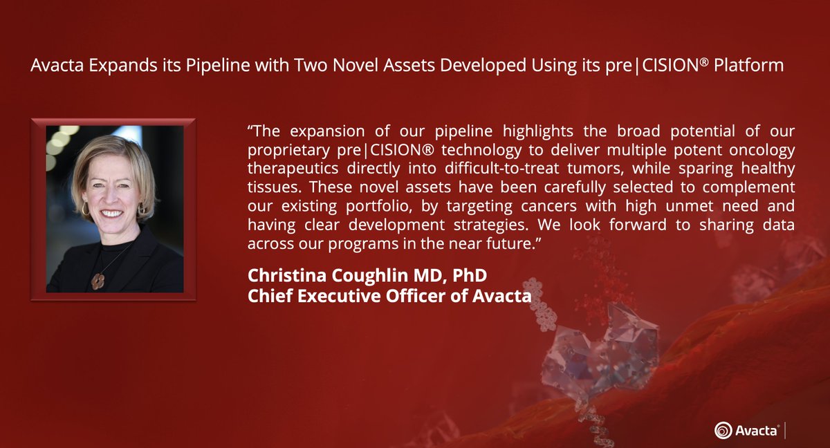 avacta's tweet photo. Today we announce the addition of two novel preclinical oncology assets, AVA6103 and AVA7100, to our pipeline of pre|CISION-enabled drug conjugates. https://t.co/KQFU7FpR2u #AVCT https://t.co/vWhtpXDdrJ