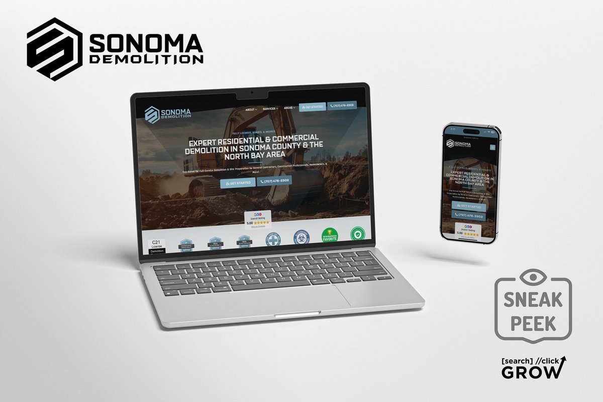 MichaMcLain's tweet image. With, 

-easy navigation 
-clear information about their offerings
-a responsive design that looks great on both desktop and mobile

This site is set to boost Sonoma Demolition&apos;s online presence.🙌

#WebDesign #SonomaBusiness #DemolitionExperts