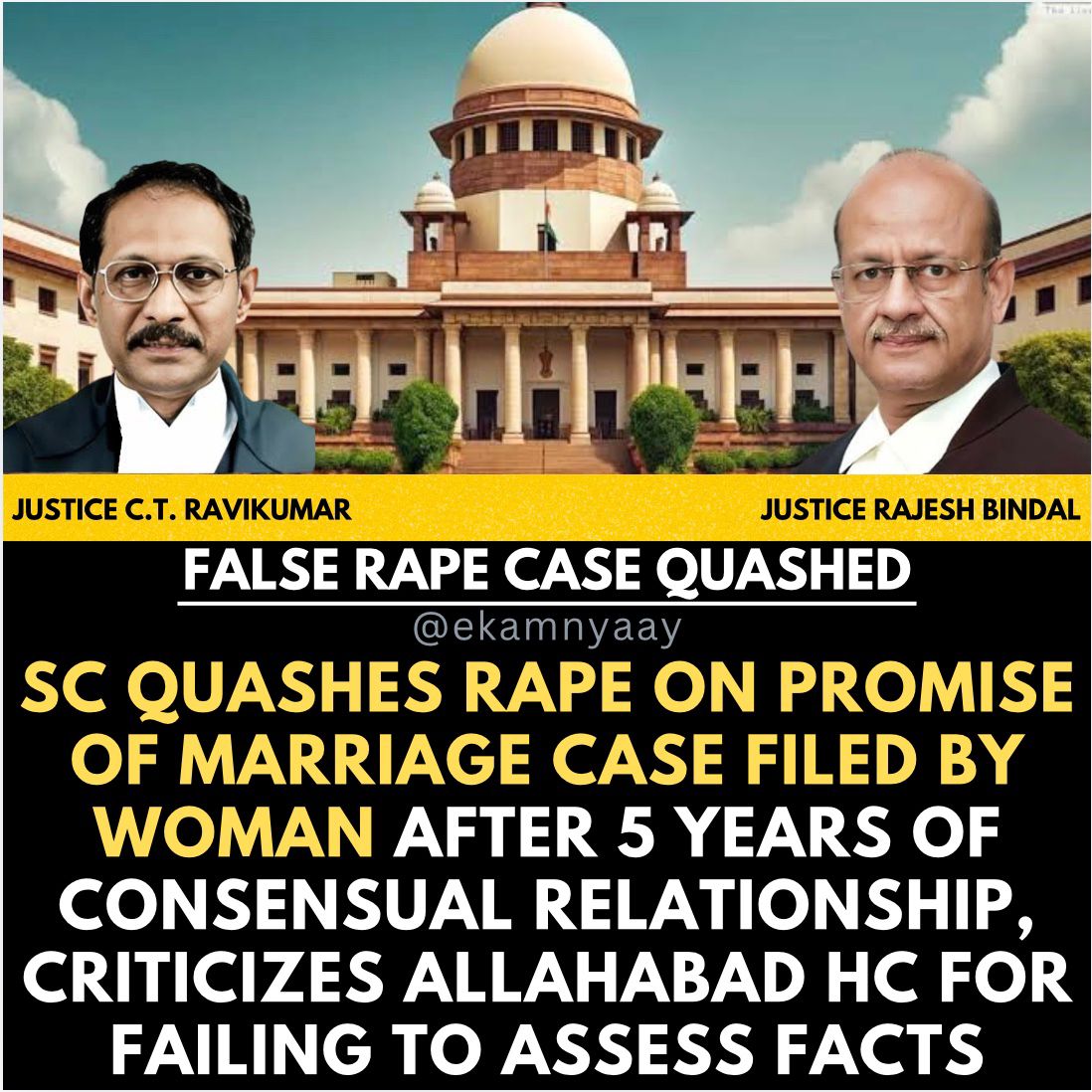 She went to hotels with him for 5 years
Had consensual sex
Then cried Rape because he didn't Marry
She made allegations of miscarriage without iota of medical records

Man had to go all the way to Supreme Court to have even the facts of case seen

Absolute mockery of Rape!