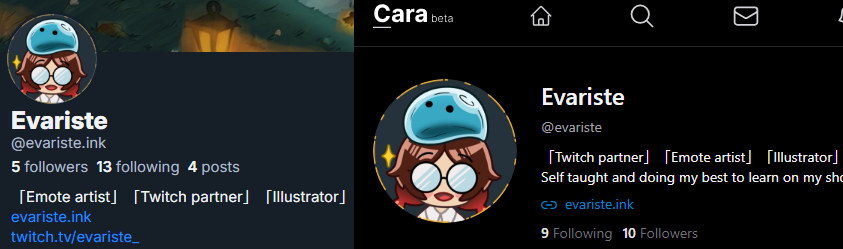 Please send me your bsky and cara profiles so I can find you there!

My bsky and cara.