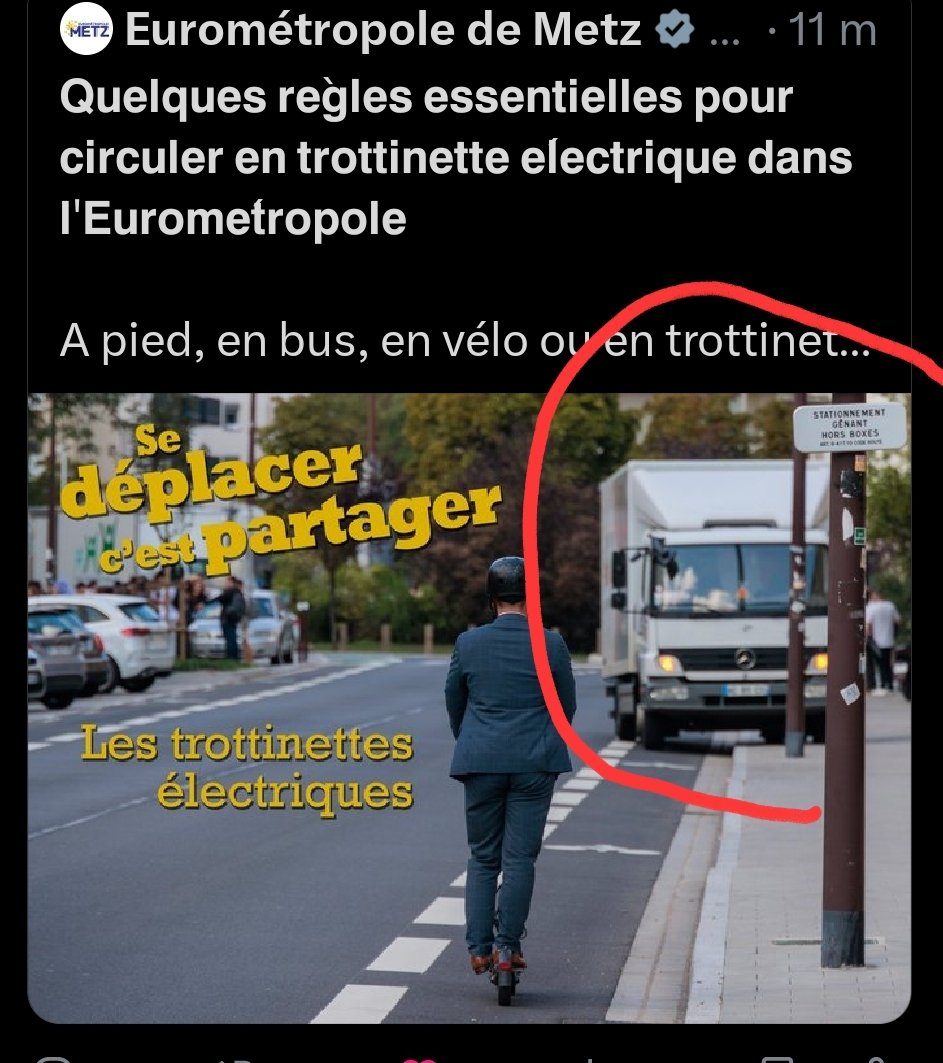 Imagine, tu viens faire la leçon aux méchants trottinettes mais ton image montre un PL illégalement #GCUM à contresens sur la bande cyclable🤡
Nan je déconne mais imagine tu préfère faire ça que verbaliser ledit PL🤡?
Le niveau d'impunité est tel qu'ils ne voient plus le problème