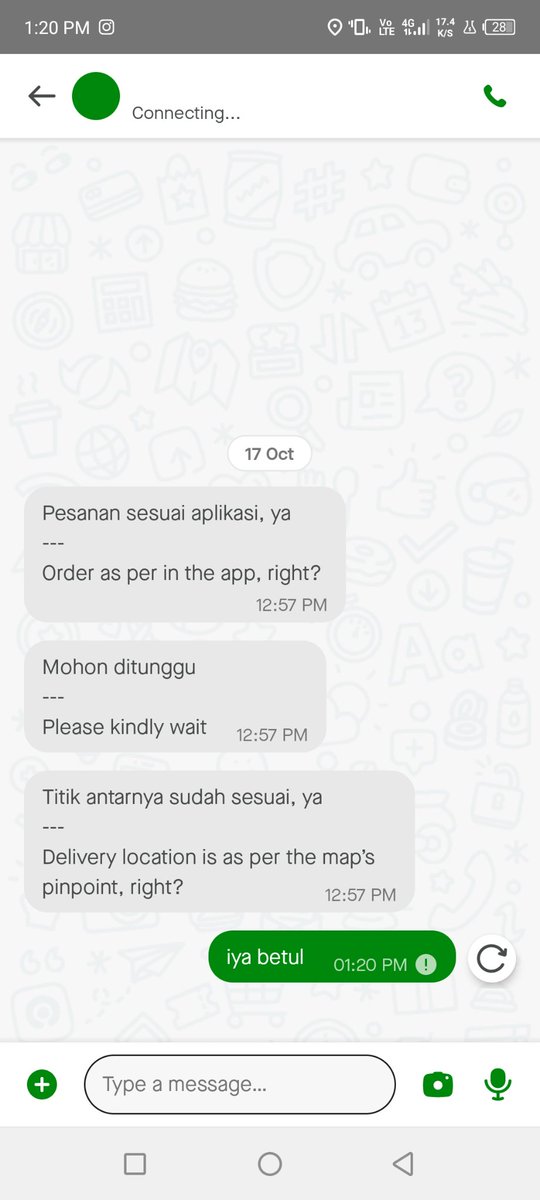 natasamichelle's tweet photo. @gojekindonesia koneksi lagi down ya? Pesen gofood mau chat driver tiba2 gak bisa https://t.co/kbarWiK4yK