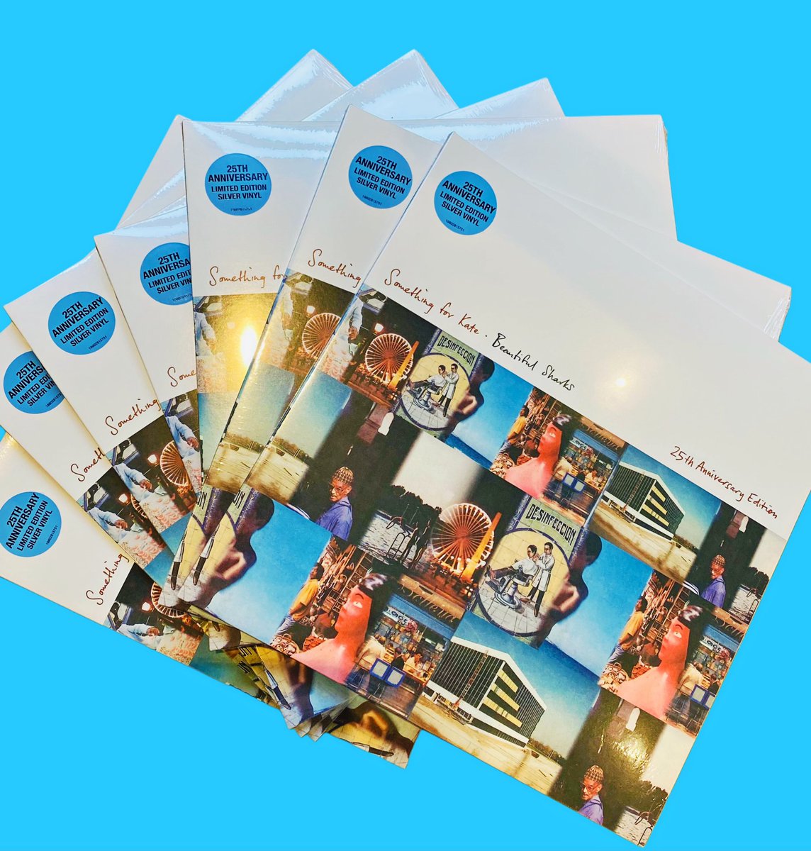 It’s arrived! The 25th Anniversary edition of ‘Beautiful Sharks’ is released  Nov 1st. It features gatefold packaging, updated art, lyrics for the first time on silver  vinyl.Available for pre-order now with signed art card. These are nearly gone: somethingforkate.lnk.to/BeautifulShark…