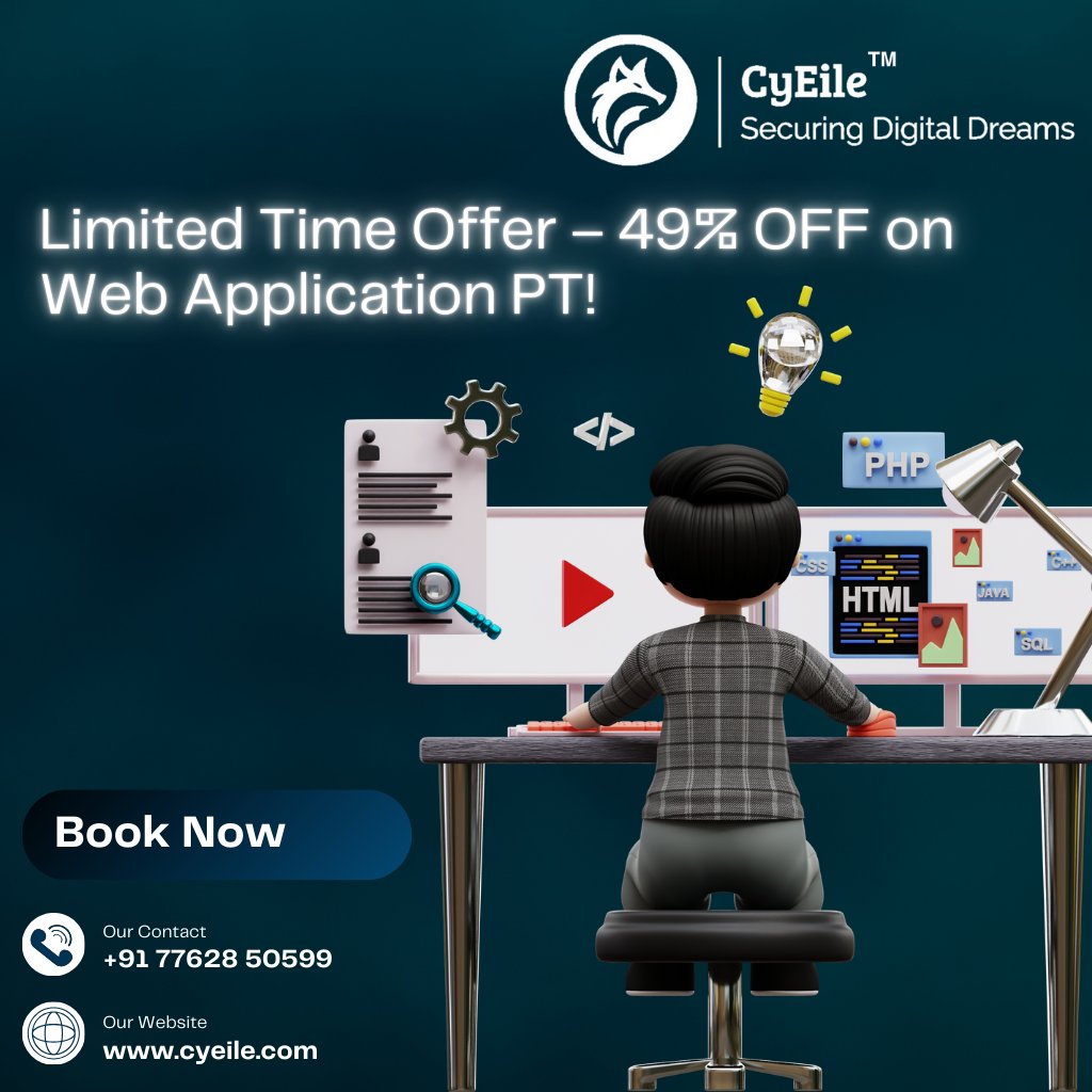 cyeile's tweet image. 🚨 Limited Time Offer – 49% OFF on Web App PenTesting!🚨
use Code: CYSEC49 to unlock 49% OFF!
#cybersecurity #webapptesting #owasptop10 #dataprotection #threatprevention #PenetrationTesting #cyeiletechnologies #StaySecure #ExclusiveOffer #BusinessProtection #contactus
