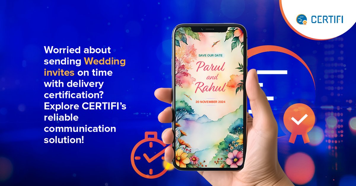 certificcs's tweet photo. Make your E wedding invites truly special! CERTIFI ensures they’re delivered timely and reliably. Create a private and an unforgettable experience! Learn more: https://t.co/vtP2tyzsrL
 #Certifi #WeddingInvitations #EInvites #CertifiedCommunication #ContentCertification #Reliable https://t.co/yAiu3AEvRl