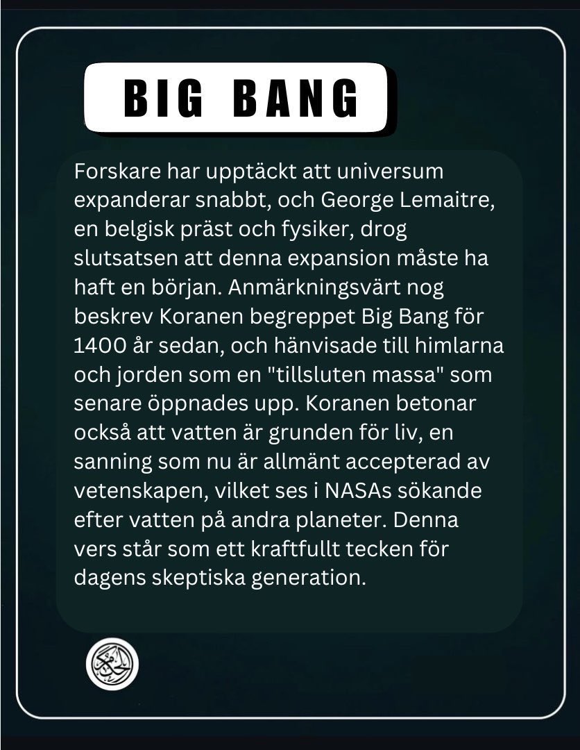 LajnaSweden's tweet photo. Big bang #islam #ahmadiyya #svpol #svrel #koranen #quran #vetenskap https://t.co/u4hucAdJjw