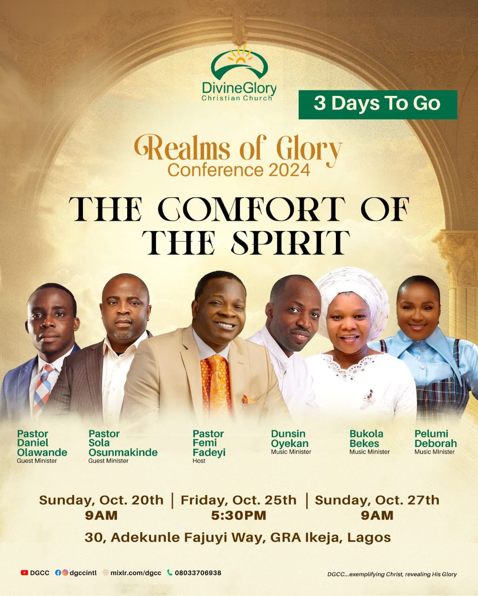 dgccintl2022's tweet photo. Get ready! In just 3 days, we will ascend together into the realms of God’s glory at the Realms of Glory Conference.
Expect a life-changing experience in His presence.
Don’t miss it—invite someone and come expectant!🔥
.
DGCC
#rogc2024
#rogc https://t.co/4xoEF0bVBa