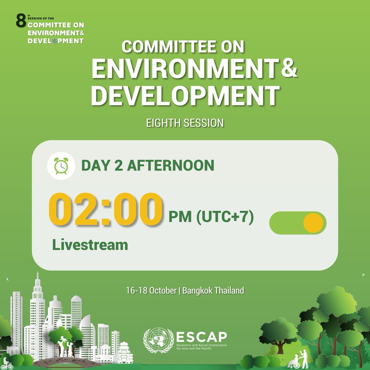 UNESCAP's tweet photo. π Today at #EnvCom8, we will focus on #RegionalCooperation to tackle environment & development challenges, including:
1οΈβ£ #ClimateAction & water collaboration
2οΈβ£ #SDGLocalization
3οΈβ£ Ocean-based #ClimateAction
4οΈβ£ #CleanAir coordination
πΊ Stay tuned: https://t.co/b6HHW8mwUA https://t.co/vLunHUsXFm