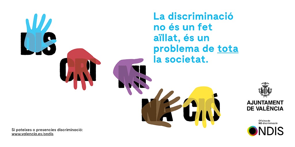 AjuntamentVLC's tweet photo. 🫂 Bon dia! L'Oficina municipal de No Discriminació , #ONDIS, celebra 2 anys de vida presentant l'informe de fets discriminatoris de #València i el seu procés de geolocalització, hui, 📍 al @MuVIM.
🗣️ Durant una jornada on es reflexionarà sobre l'erradicació dels #DelictesDOdi. https://t.co/XhPlUXbPFU
