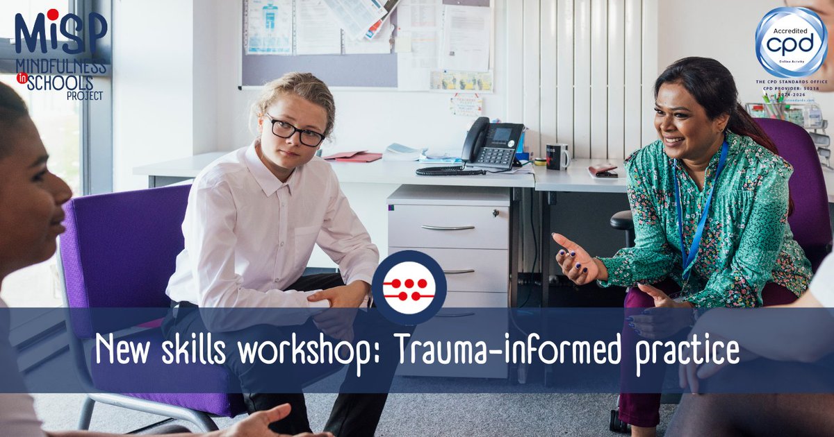 Join us on Monday 23rd October (4:30-6:30pm UK time) for our latest Skills Workshop looking at #TraumaInformed practice.

📜 CPD certificates provided.

Free for Hub members | £25 for non-members. Limited spaces available: mindfulnessinschools.org/course/skills-… #Mindfulness #MiSPcharity