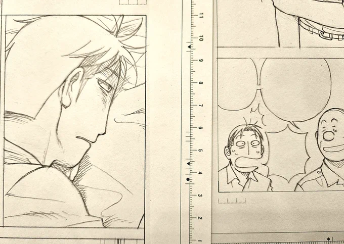 when I was drawing Daikichi's soulless face, I felt an overwhelming pressure while doing it. not only the character's emotion is a mix of tiresome, disappointment and self-doubt, but it also needs to be properly depicted.
I tried putting my feet in his shoe, and felt desperate. 