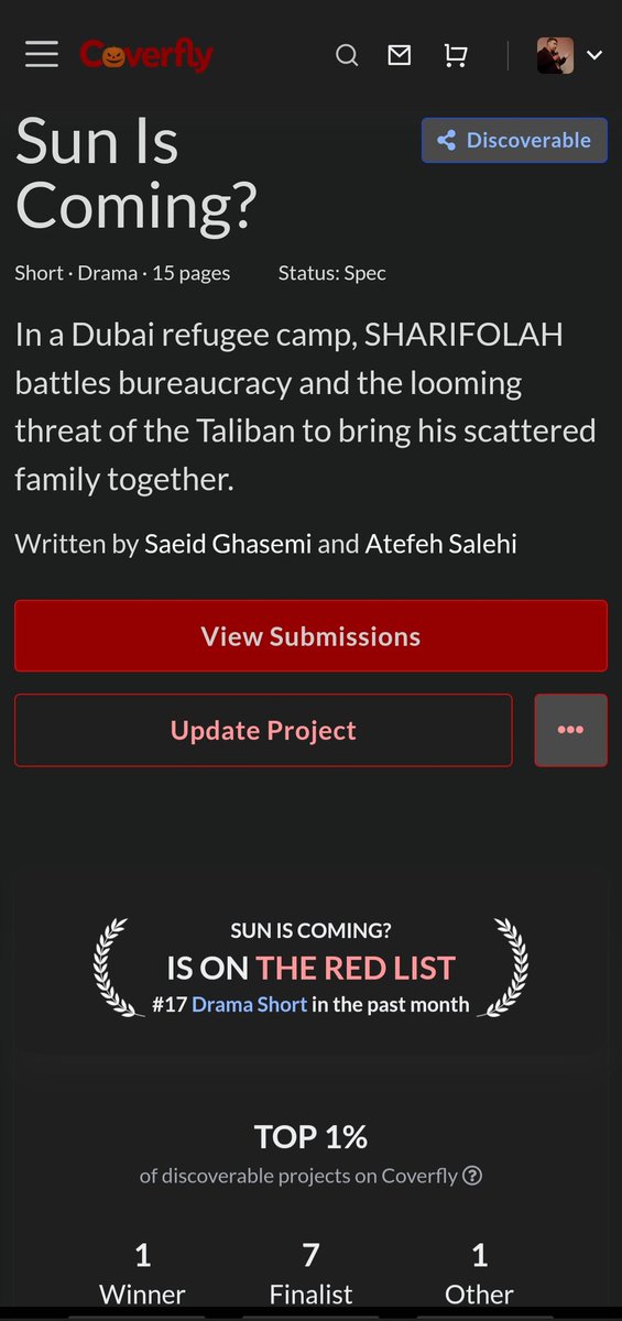 SaeidGh30792430's tweet photo. OK, now
This is cool.
#Suniscoming is in 1% of coverfly and on the RedList.

Cool, cool, cool https://t.co/FqtnDwhEeD