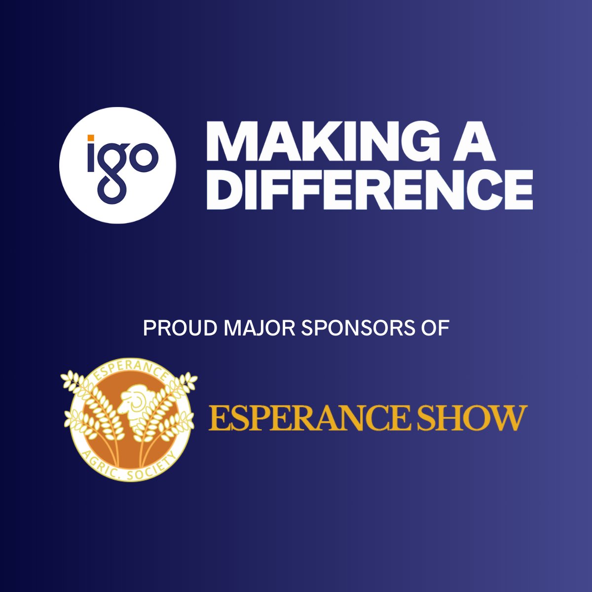 IGO Limited (@igo_difference) on Twitter photo IGO is the proud major sponsor of the <a href="/EsperanceShow/">EsperanceShow</a> taking place this Friday and Saturday. We are passionate about supporting the communities surrounding our operations, and have been supporting the Esperance Show as the major sponsor since 2019. bit.ly/3rAlmas IGO is the proud major sponsor of the <a href="/EsperanceShow/">EsperanceShow</a> taking place this Friday and Saturday. We are passionate about supporting the communities surrounding our operations, and have been supporting the Esperance Show as the major sponsor since 2019. bit.ly/3rAlmas