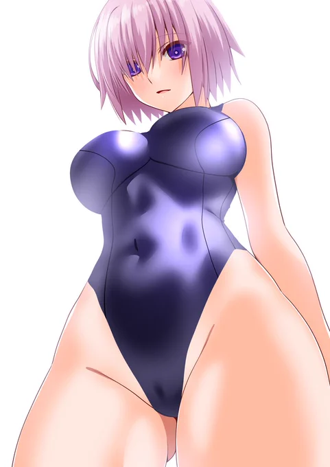 競泳水着マシュを下からしげしげ眺めるマスターを見下ろしマシュ魅惑のV#FGO 
