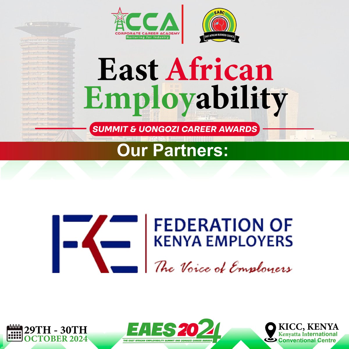 CorporateCaree2's tweet photo. Here are our partners for the upcoming East African Employability Summit 2024! 

🎉 Join us at KICC, 29th-30th Oct, as we shape the future of work through collaboration and innovation. 

📷 #EASummit2024 #FutureOfWork #Employability https://t.co/swtL1er9VU