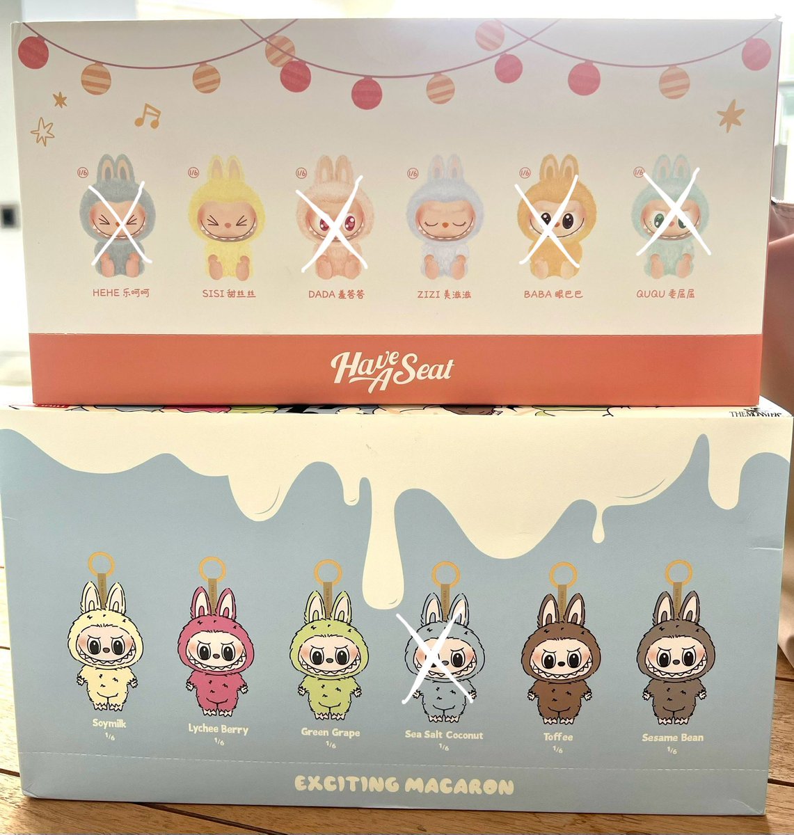 WTS Labubu ori

V1 : 400-420k (lychee berry, soymilk, green grape, sesame bean, toffee)
V2 : 450k (zizi, sisi)

— harga exc. adm 🍊, bisa manual dgn aku subsidi ongkir khusus dom bandung/jabodetabek
— all sealed foil
— nego allowed

t. popmart selected have a seat has macaron