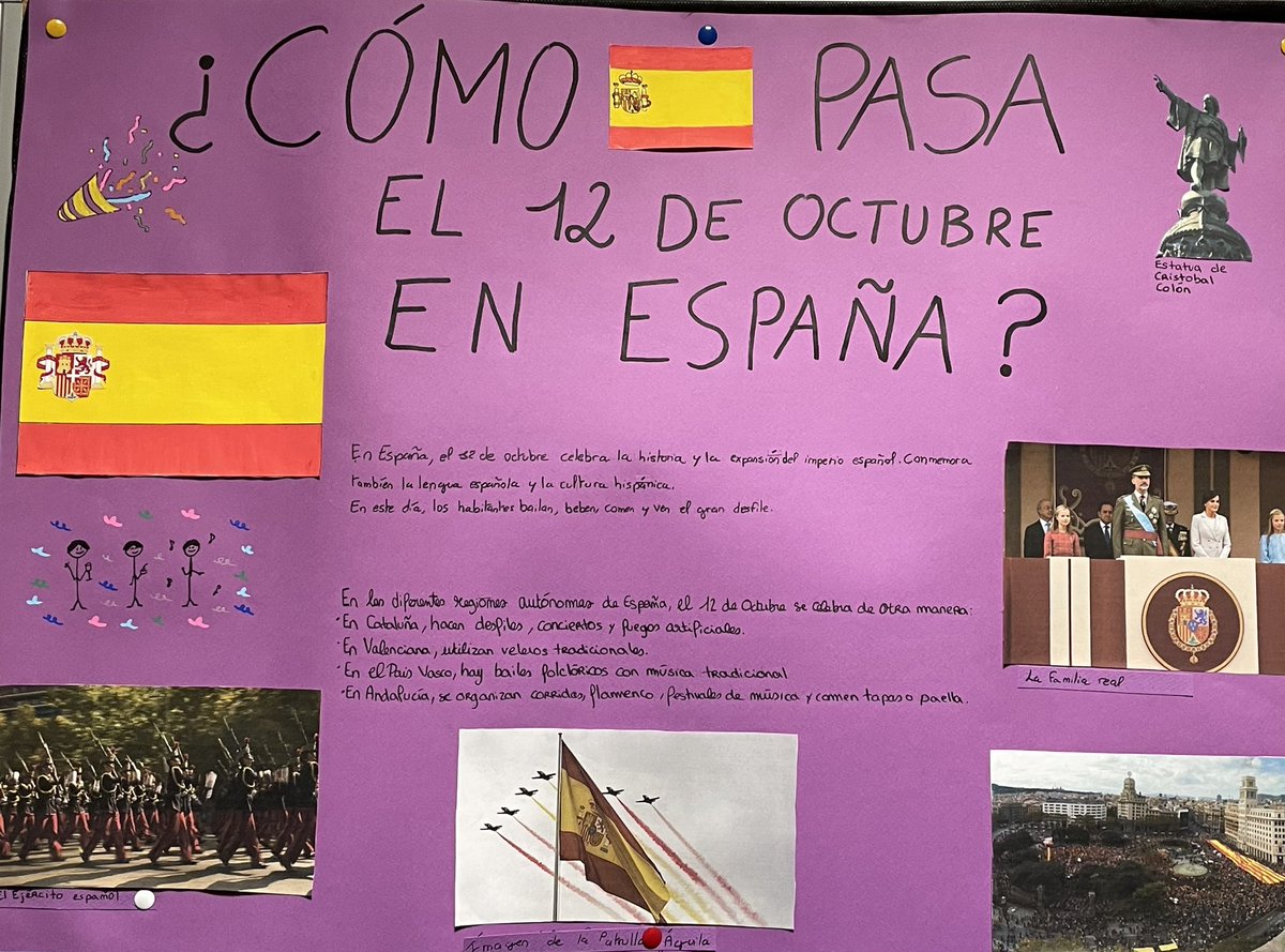 NoelleSedilot's tweet photo. L7M. Exposition réalisée par les 1 ère et Tale LLCE et TG célébrant le 12 octobre 1492, la découverte de l’Amérique par Christophe Colomb connue comme «  El día de la Hispanidad ». Des créations inspirantes et originales ! 👏 à eux ! @EspAcVersailles @LV_Versailles @DareicV https://t.co/XBuzee2Cqn