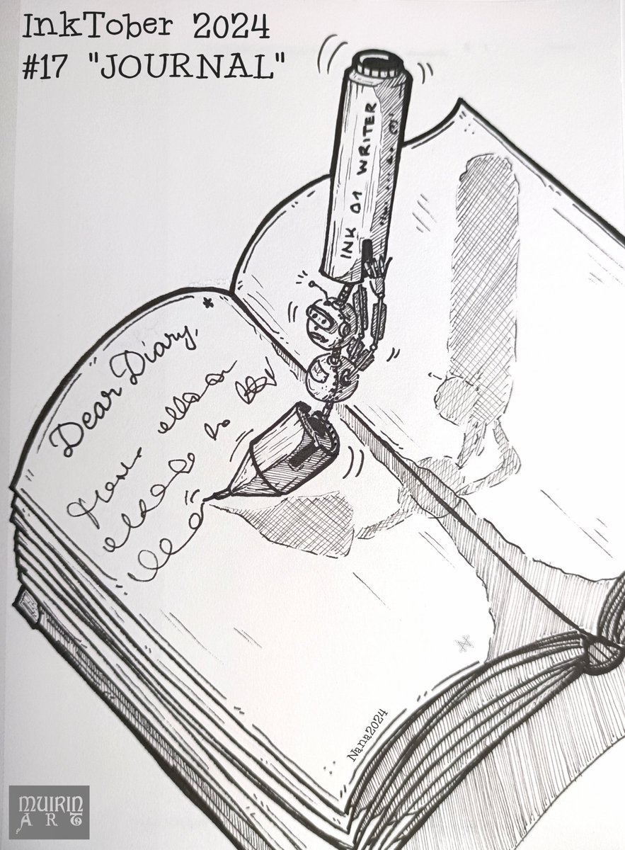 NanaHonkonen's tweet image. #Inktober2024 #17 &quot;JOURNAL&quot;
#PigmaMicrons on #sketchbook
#journal #inktoberjournal #robots #muirinartinktober2024 #muirinartrobots #drawingchallenge #drawing #draw #illustrations #inktober #finland #suomitaide #suomi #taide #inktoberfinland @inktober @drawmearobot