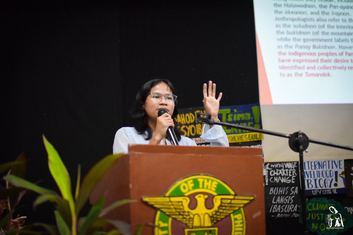 angmangingisda's tweet photo. Arlie Bosque of Kabataan Partylist and Defend Panay Network is now presenting the aspirations and struggles of the Tumandok people, or the IP group of Central Panay.
#BUGTAW
#PeasantMonth2024 https://t.co/VsWAcolQFL
