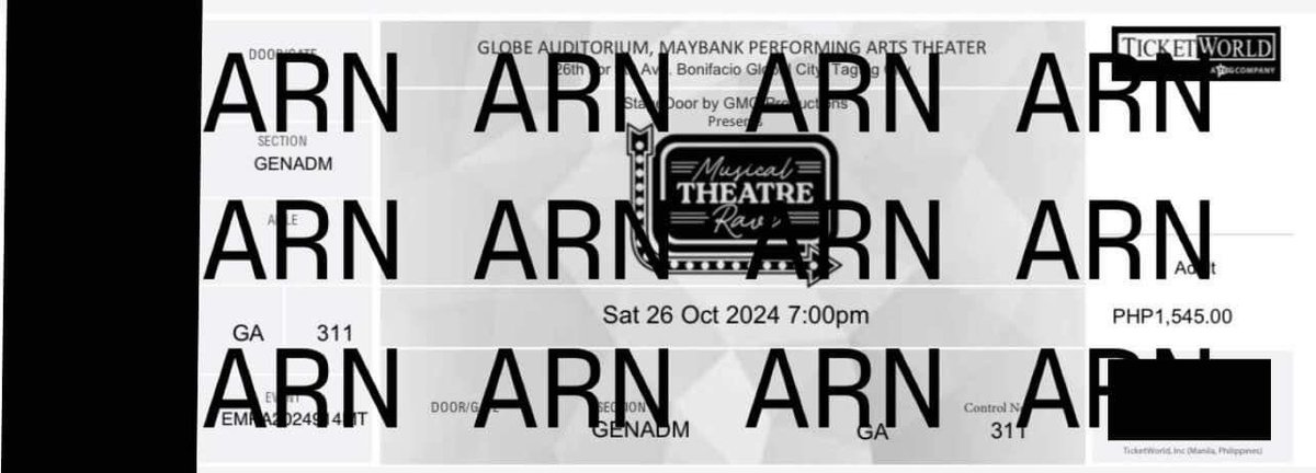 alinea_arn's tweet image. wts lfb Musical Theatre Rave

Hello! My friends and I are selling three tickets to &apos;Musical Theatre Rave!&apos; in Manila.

event deets:

📅 Oct. 26, 2024, 7:00 p.m.
📍 Globe Auditorium, Maybank Performing Arts Theater, Taguig City, Metro Manila

#ForSalePH #MusicalTheaterRave