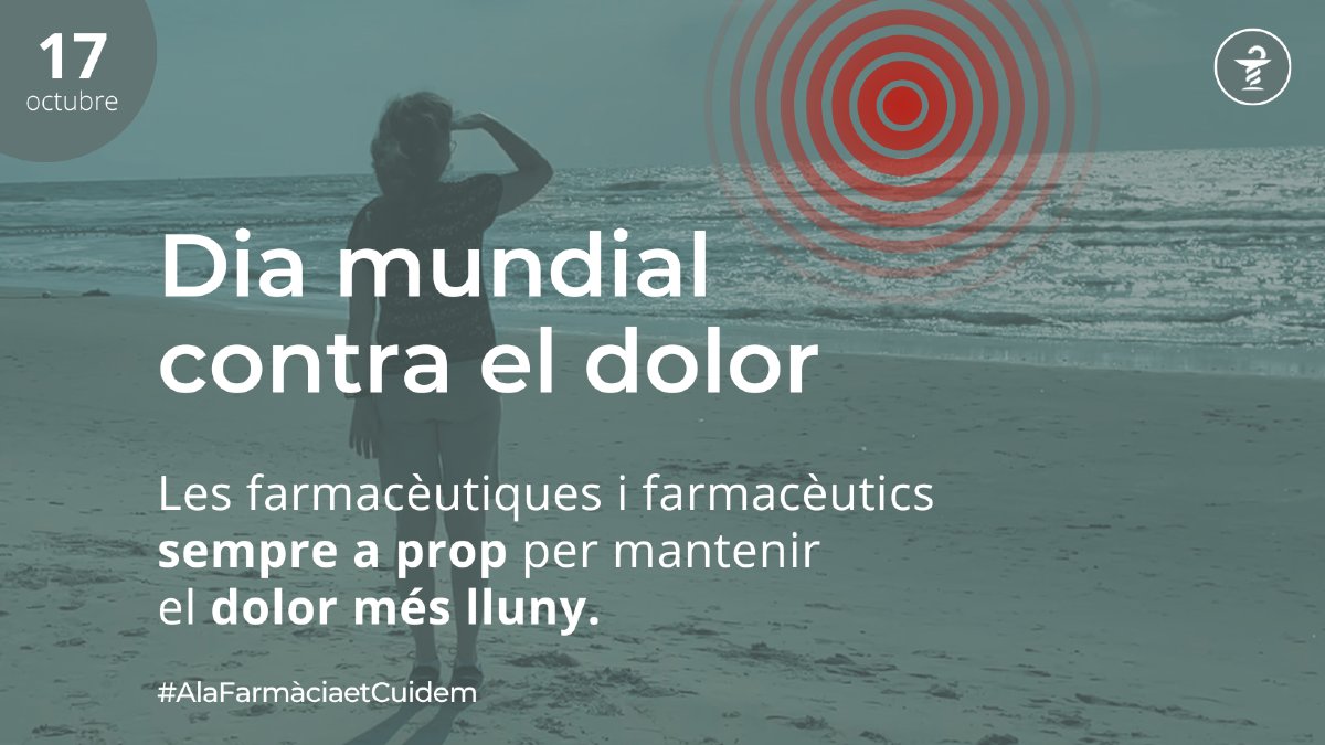 🎯Avui és el #DiaMundialcontraelDolor.
✅Les farmacèutiques i farmacèutics sempre a prop per mantenir el dolor més a lluny.
👉Tots els professionals farmacèutics, des dels seus diversos àmbits d'actuació, són clau en el coneixement dels medicaments utilitzats en el tractament del