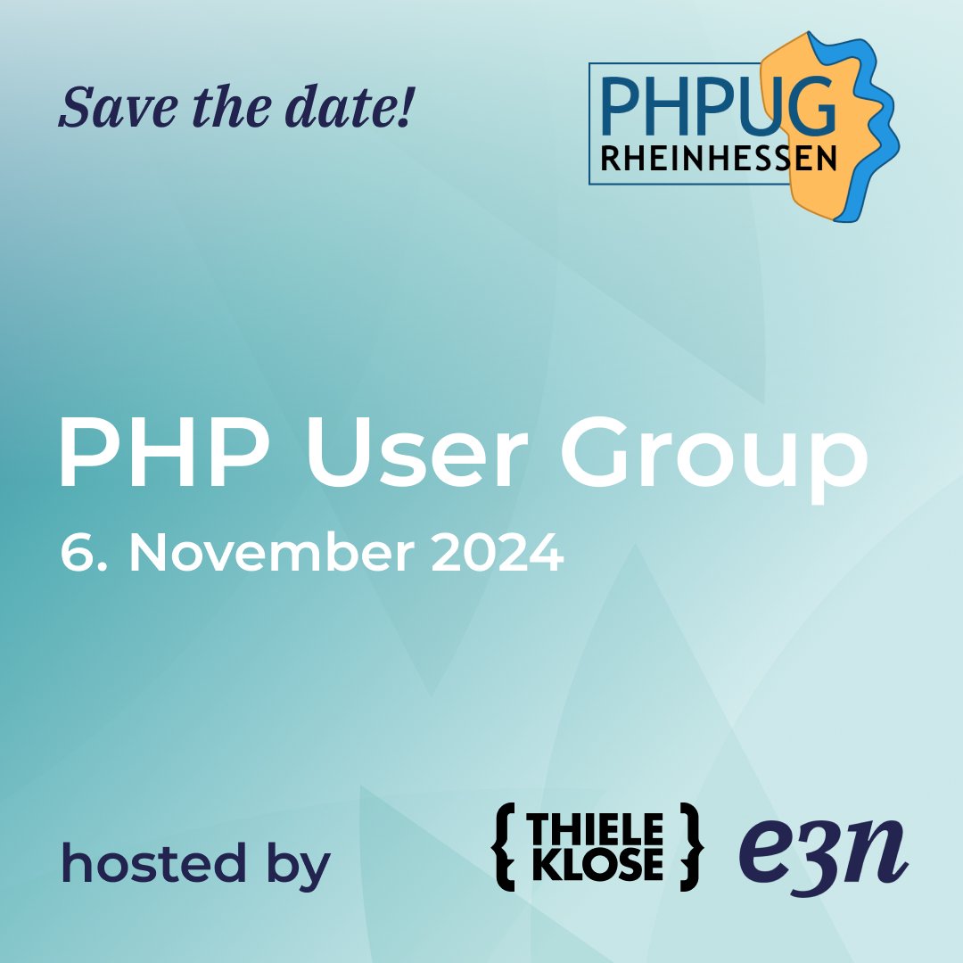 PHP User Group am 06. November 2024

Das nächste Treffen findet statt &amp; auch Ihr könnt dabei sein. 

Es erwarten euch spannende Vorträge von Sebastian Feldmann und Benjamin Eberlei. 

Anschließend gibt es viel Zeit zum Netzwerken.

 Mehr Infos hier: meetup.com/php-user-group…