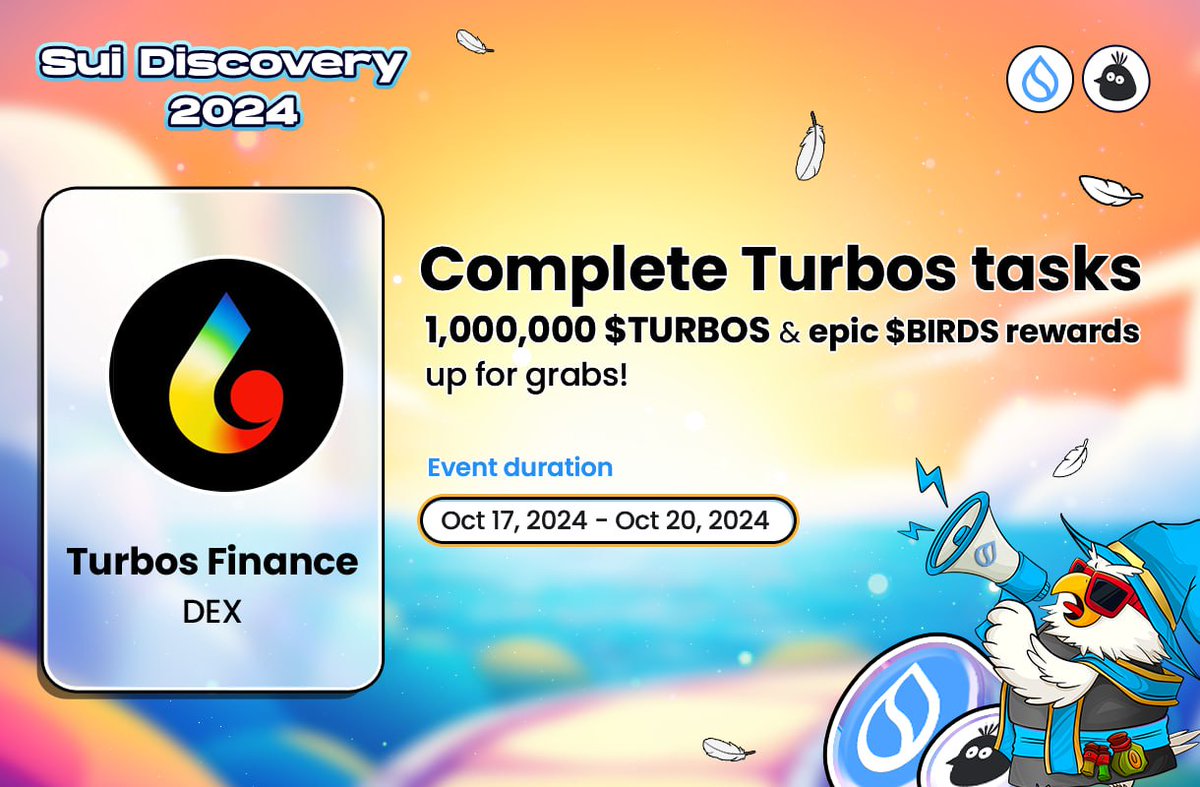 BIRDS (@thebirdsdogs) on Twitter photo 🔥 Brace yourself, BIRDIES! <a href="/Turbos_finance/">Turbos Finance</a> has officially joined the SUI Discovery 2024 lineup!
This is your ticket to dive deep into Turbos Finance — the ultimate Meme and GameFi hub on Sui and stack up some serious rewards. Lfg!
#BIRDS #Sui 🔥 Brace yourself, BIRDIES! <a href="/Turbos_finance/">Turbos Finance</a> has officially joined the SUI Discovery 2024 lineup!
This is your ticket to dive deep into Turbos Finance — the ultimate Meme and GameFi hub on Sui and stack up some serious rewards. Lfg!
#BIRDS #Sui