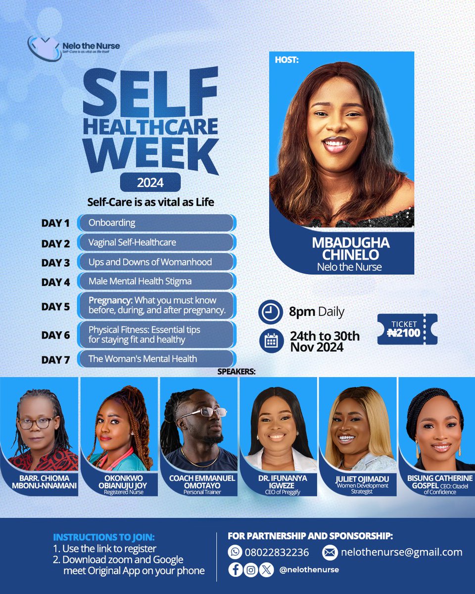 nelothenurse's tweet photo. We’re getting closer to *Self Healthcare Week 2024🎉*  Are you ready to prioritize your health and wellness?
From mental health to fitness, and everything in between, this event has something for everyone.Hurry up and register 😌🎉
#NeloTheNurse #HealthCareWeek2024  #WanniDanbaki https://t.co/jSfKM8mDMF