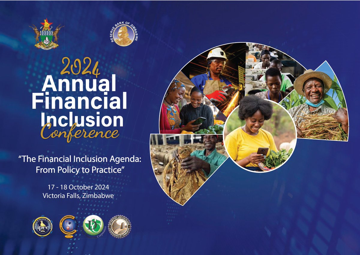ReserveBankZIM's tweet photo. The Reserve of Zimbabwe and other financial inclusion stakeholders are gathered in Victoria Falls for the second Annual Financial Inclusion Conference, which focuses on practical steps that need to be taken to expand financial inclusion. #AFIC2024 #FromPolicytoPractice #FinancialInclusion