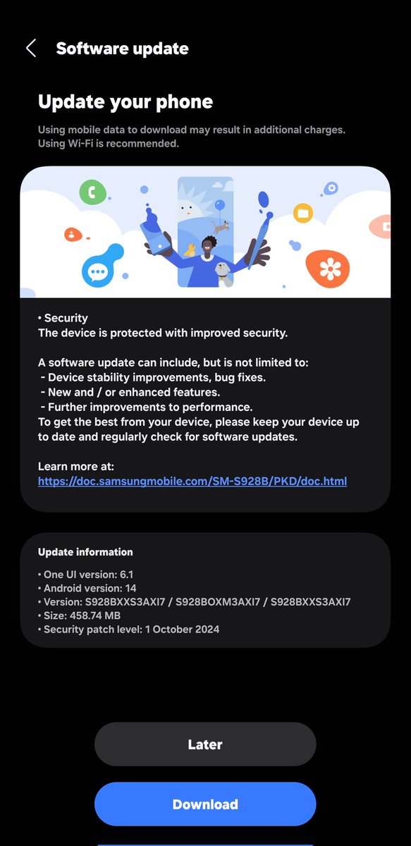 hellowasif's tweet photo. @tarunvats33 S24 Ultra Also started getting its Oct patch 😁😁😁 https://t.co/lehQnEAQJo