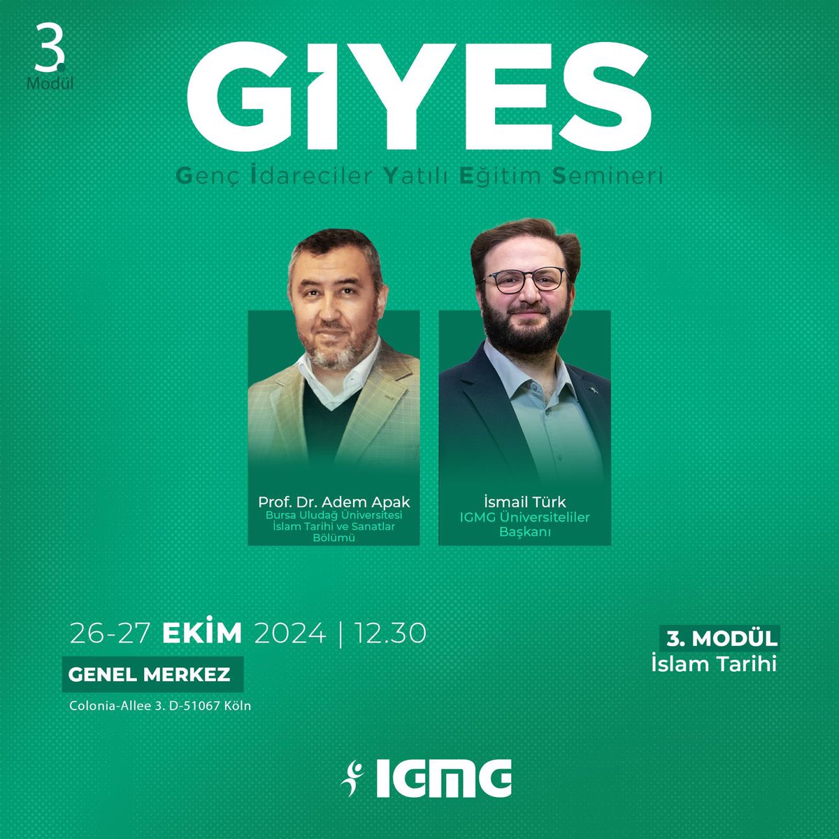 igmggenclik's tweet photo. GİYES: 📚🖋️
Prof. Dr. Adem Apak ve Üniversiteliler Başkanımız Ismail Türk'ün katılımlarıyla dönemin 3.Modül GIYES'inde İslam Tarihi başlığı altında çeşitli konular ele alınacaktır.
#igmggenclik #giyes https://t.co/lBCRZlvebK