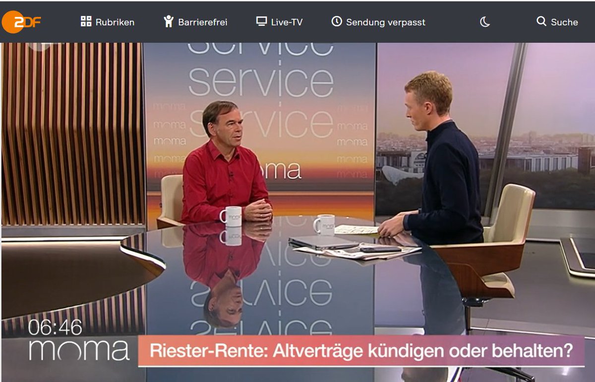 hjtenhagen's tweet photo. "#Riestern" lohnt sich für Leute mit wenig Einkommen + Kindern. Im Ruhestand aber haben ärmere Rentner Nachteile. Im Schnitt leben sie nämlich nicht so lange, sagt #MPI, bekommen nicht alles wieder raus. Deshalb sind neue Wechselchancen für sie von Vorteil. @Finanztip im @zdf https://t.co/17ztp0hTpx