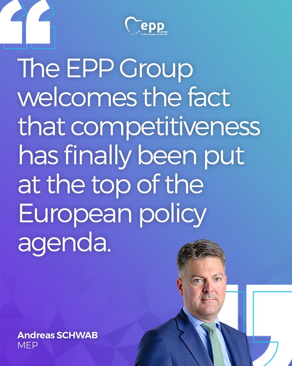 EPPGroup's tweet image. 📌 It is time for the EU to take immediate action to boost its global #Competitiveness.

MEP @Andreas_Schwab:
"The #SingleMarket is actually our biggest asset: fighting against its fragmentation in strategic sectors should be our utmost and most urgent priority.”

#EUCO