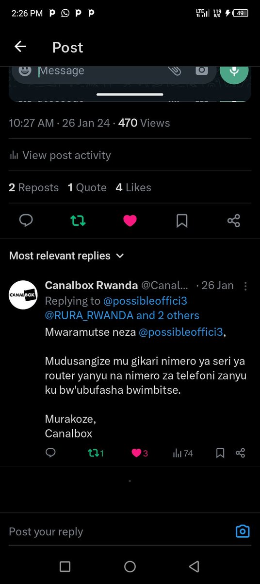possibleoffici3's tweet photo. @CanalboxR dore Hashize amezi agera ku icyenda ntarahabwa service nishyuye ngombwa nk'umunyarwanda,kuva tariki ya 23/December/2023 .uku ni ugutesha agaciro icyuya umuntu ava ashaka amafaranga.Bayobozi b'igihugu ndasaba kurenganurwa kuko ibi birakabije https://t.co/dFhU5HGz2z